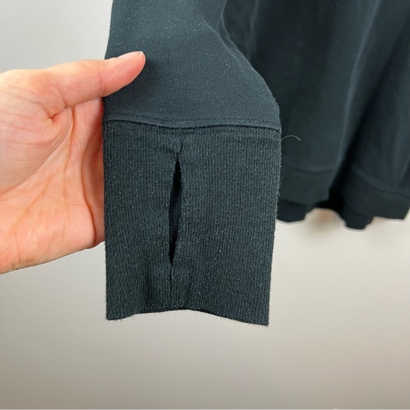 Lunya Pima Long Sleeve Crew T-shirt Womens Size Small Black Thumbholes Lounge - Picture 5 of 10